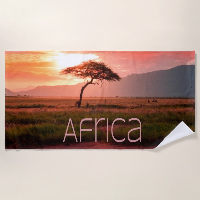 Serviette De Plage Afrique Coucher de soleil (Devant)