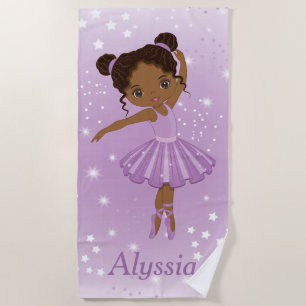 Serviette De Plage Afro-Américaine Ballerina Purple Tutu Beach Servie