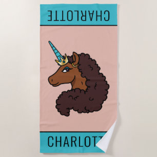 Serviette De Plage Afro Unicorn Unique