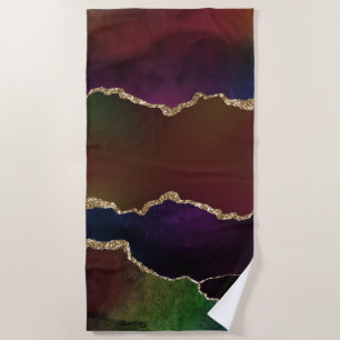 Serviette De Plage Agate foncé intense   Moody Rainbow Jewel Tone