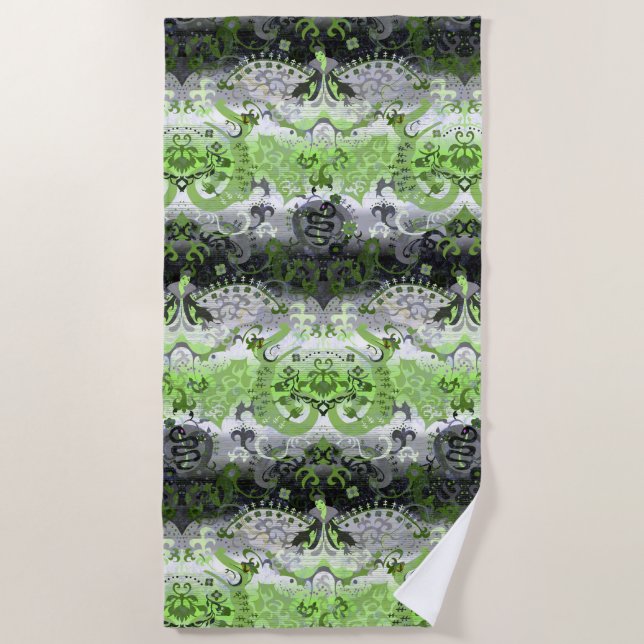 Serviette De Plage Agender Dragon Damask - Agender Pride couleurs dra (Devant)