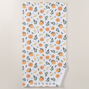 Serviette De Plage agrumes citron orange Monogramme