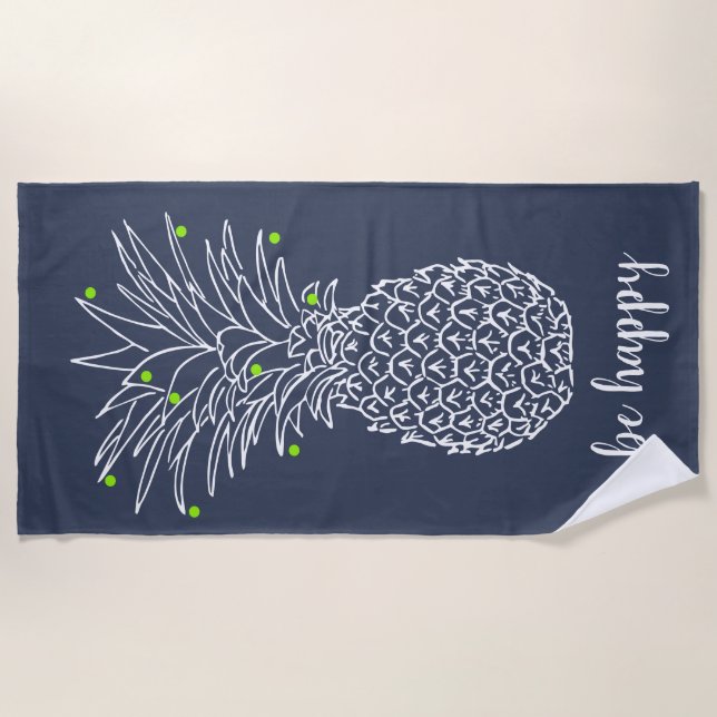 Serviette De Plage Aiguille Hawaïenne Tropicale Tirée À La Main Soyez (Devant)