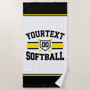 Serviette De Plage AJOUT PERSONNALISÉ NOM Softball Player Varsity Tea