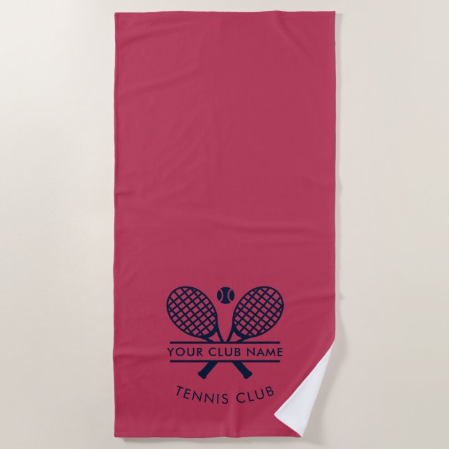 Serviette De Plage Ajouter le nom du club Tennis Team Navy Blue Custo (Devant)