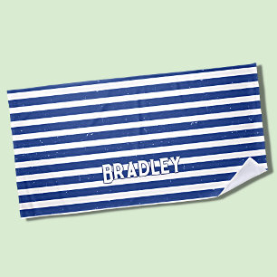 Serviette De Plage Ajouter le nom Texte, Grungy Dark Blue Blancs