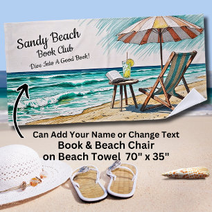 Serviette De Plage Ajouter le nom Texte Sandy Beach Book Club