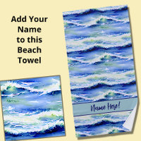 Ajouter Nom, Surf Vagues Bleu & Blanc