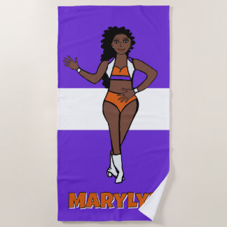 Serviette de plage Ajouter un nom Violet / Orange