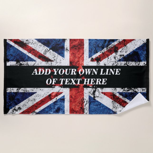 Serviette De Plage Ajouter votre texte sur le drapeau anglais Jeu d'o (Devant)