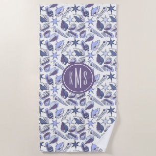 Serviette De Plage Ajoutez vos coquillages du monogramme   Lavendar