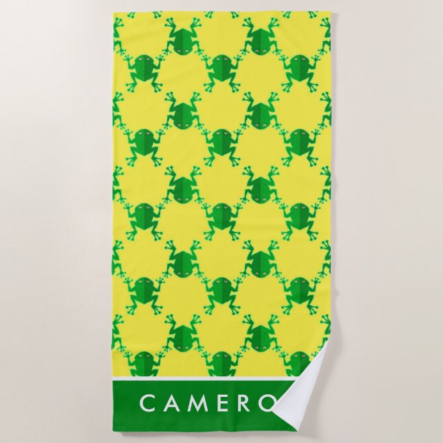 Serviette De Plage Ajoutez vos grenouilles | mignonnes nommées de (Devant)