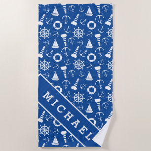 Serviette De Plage Ajoutez votre motif   bleu nommé de mer