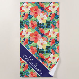 Serviette De Plage Ajoutez votre motif coloré nommé de ketmie