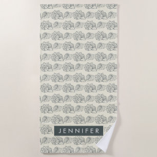 Serviette De Plage Ajoutez votre motif   décoratif nommé de coquilles