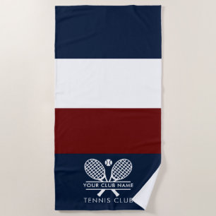 Serviette De Plage Ajoutez Votre Nom de Club Équipe de Tennis Bloc de