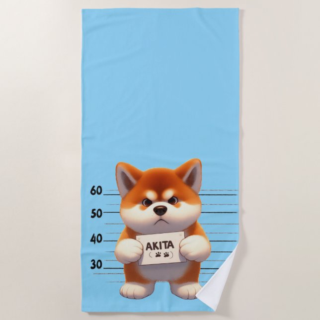 Serviette De Plage Akita méchant (Devant)