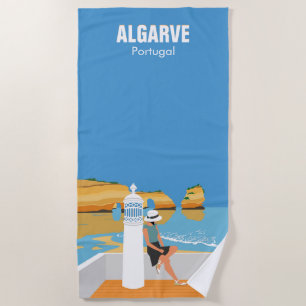 Serviette De Plage Algarve plage fille voyage vintage style