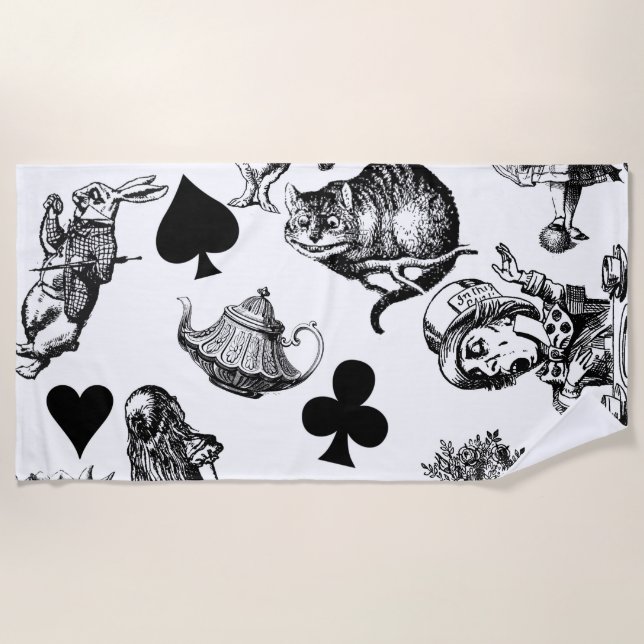 Serviette De Plage Alice Lapin Blanc Wonderland Classique (Devant)