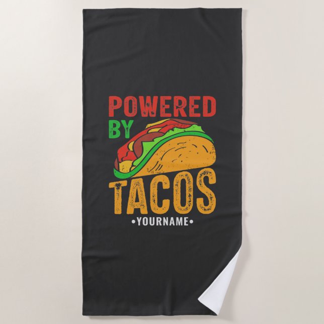 Serviette De Plage Alimenté Par Tacos Mexicain Amateur De Nourriture (Devant)