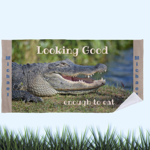 Serviette De Plage Alligator souriant drôle photo de la faune