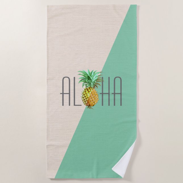 Serviette De Plage Aloha Ananas illustration arrière - plan géométriq (Devant)