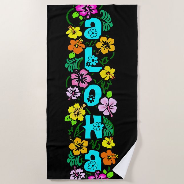Serviette De Plage Aloha aux fleurs (Devant)