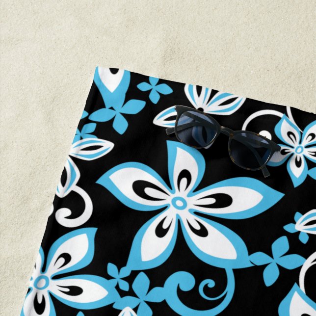 SERVIETTE DE PLAGE ALOHA HAWAII (NOIR/BLEU) (En situation)