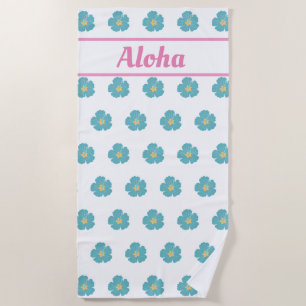 Serviette De Plage Aloha ! Joli Turquoise Blue Tropical Flower Beach