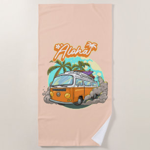 Serviette De Plage Aloha Retro Surf Van