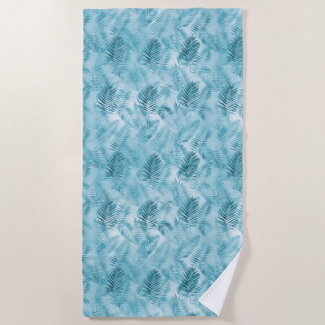 Serviette De Plage Aloha Tropical Aqua Feuilles Bleus (Devant)