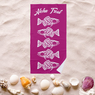 Serviette De Plage Aloha Trout-Blue Hawaiian rose