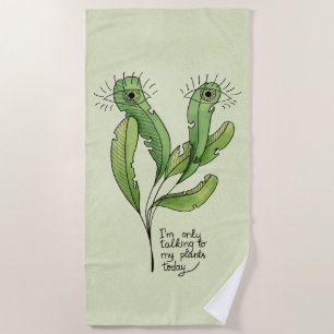Serviette De Plage Amant plante jeu de mots drôle introverti jardener