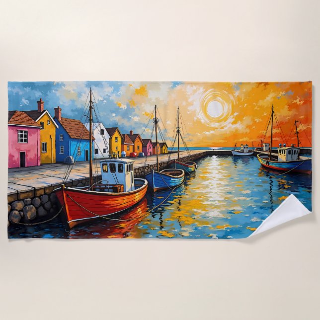 Serviette De Plage Amarrages Bateaux Beach Towel (Devant)