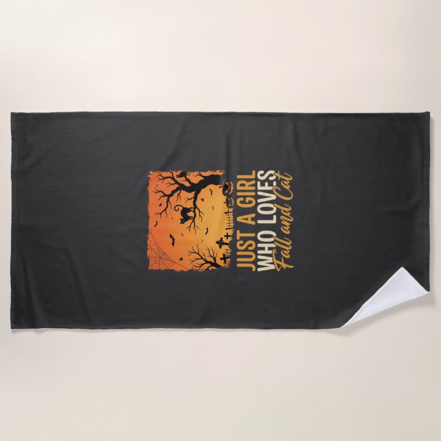 Serviette De Plage Amateur de chat d'Halloween Graphique de coucher d (Devant)