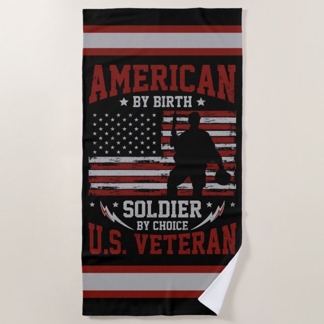 Serviette De Plage American by Birth Soldier par choix Anciens combat (Devant)