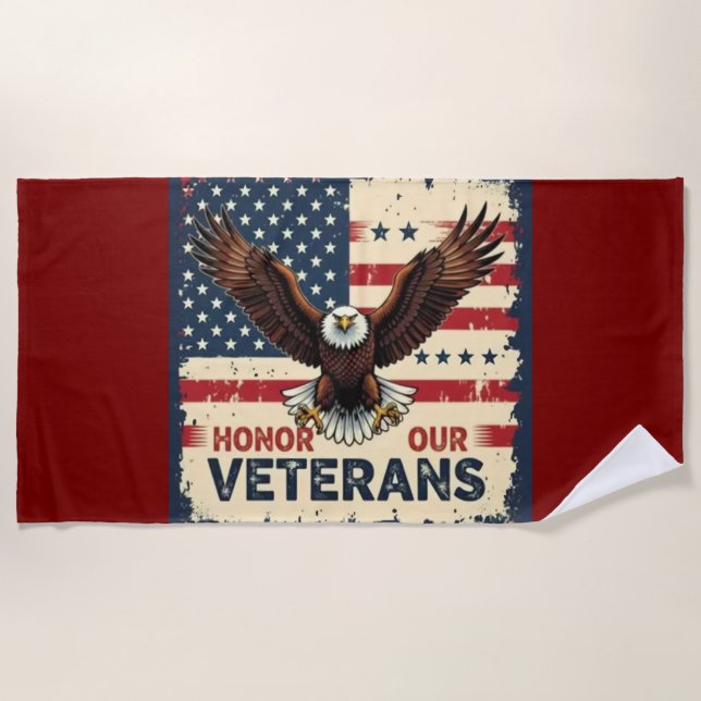 Serviette De Plage American Eagle Honor Our Veterans Beach Towel (Devant)