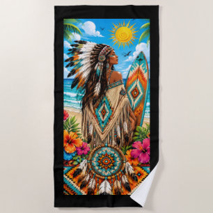Serviette de plage amérindienne avec Summer Sky Wo