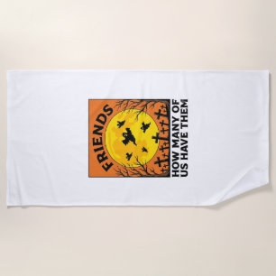 Serviette De Plage Amis fantômes d'Halloween drôle d'horreur vintage_