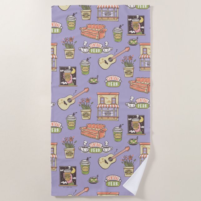 Serviette De Plage AMIS™ | Motif d'icône violet (Devant)