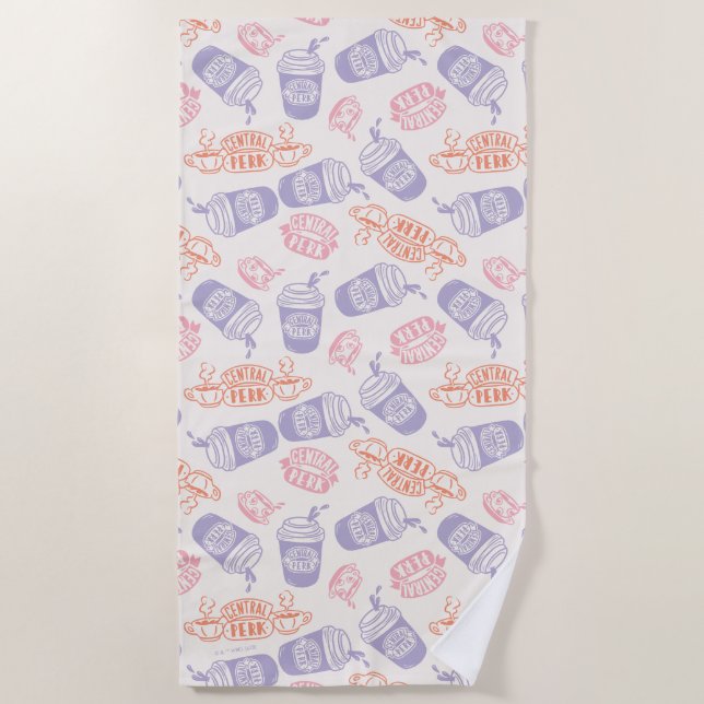 Serviette De Plage AMIS™ | Pastel Central Perk Motif (Devant)