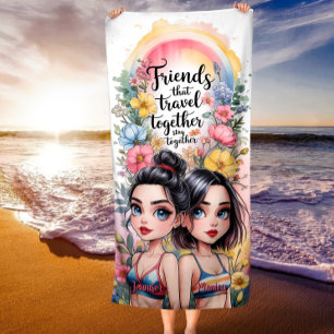Serviette De Plage Amis Qui Voyagent Ensemble Restent Ensemble Person