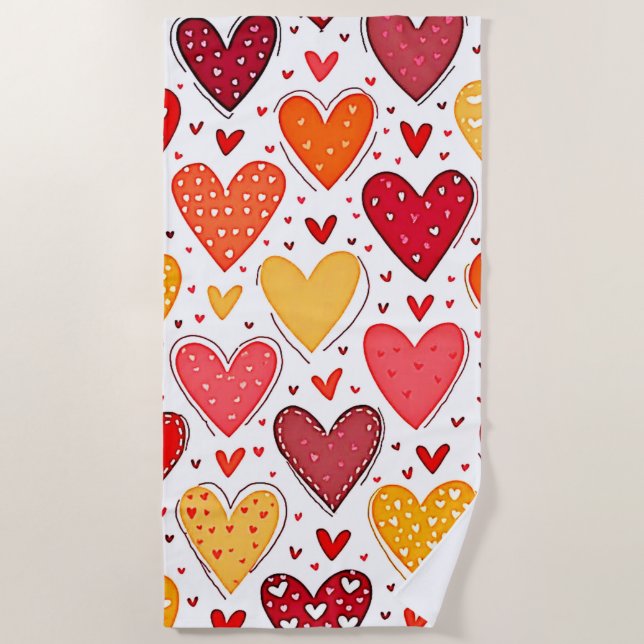 Serviette De Plage Amour Coloré Design Motif (Devant)