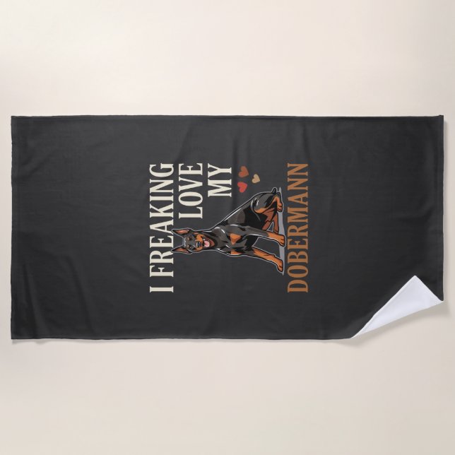 Serviette De Plage Amour de Dobermann Amateur de Chien (Devant)