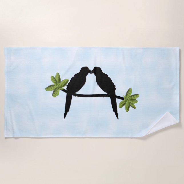 Serviette De Plage Amour du perroquet (Devant)