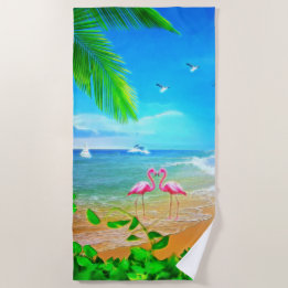 Serviette De Plage Amour Flamant rose