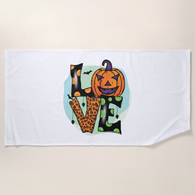 Serviette De Plage Amour Halloween, Halloween, Effrayant, Costume (Devant)