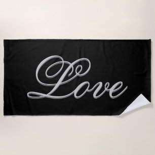 Serviette De Plage Amour noir gris sophistiqué