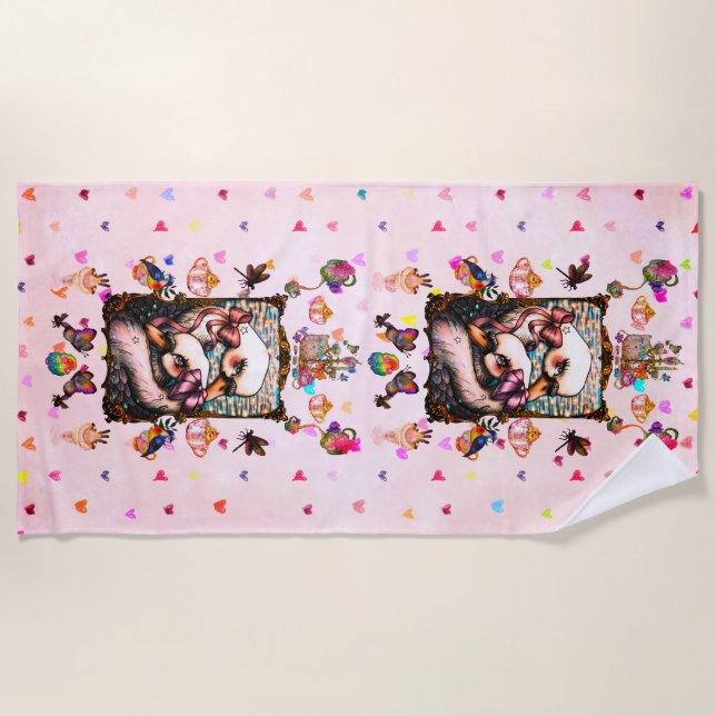 Serviette De Plage Amoureux de cygnes (Devant)