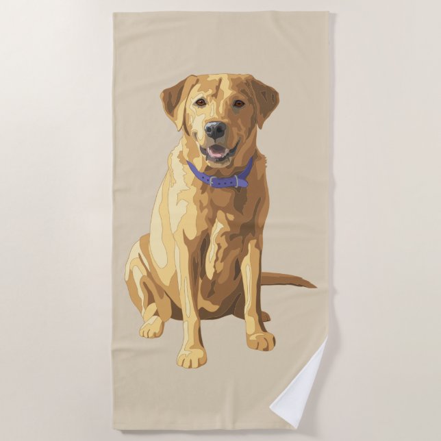 Serviette De Plage Amoureux des chiens d'extraction du Labrador jaune (Devant)